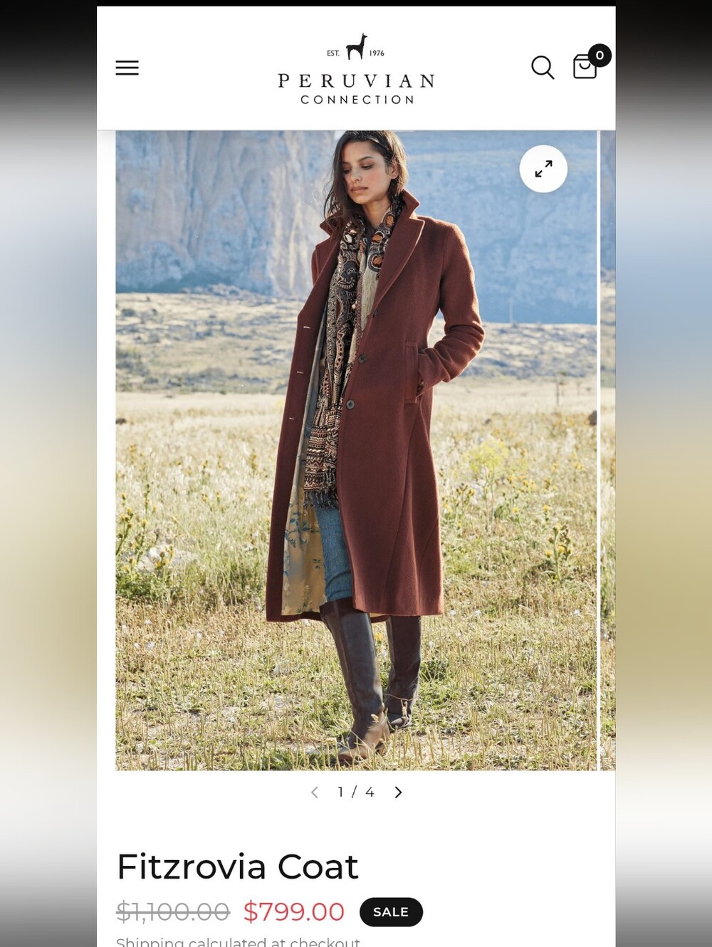 Luxury Peruvian Connection Fritzovia Wool Alpaca Soft Texture Large Collar - Picture 13 of 14